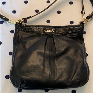 Coach Black Leather Bag with Snakeskin Accent